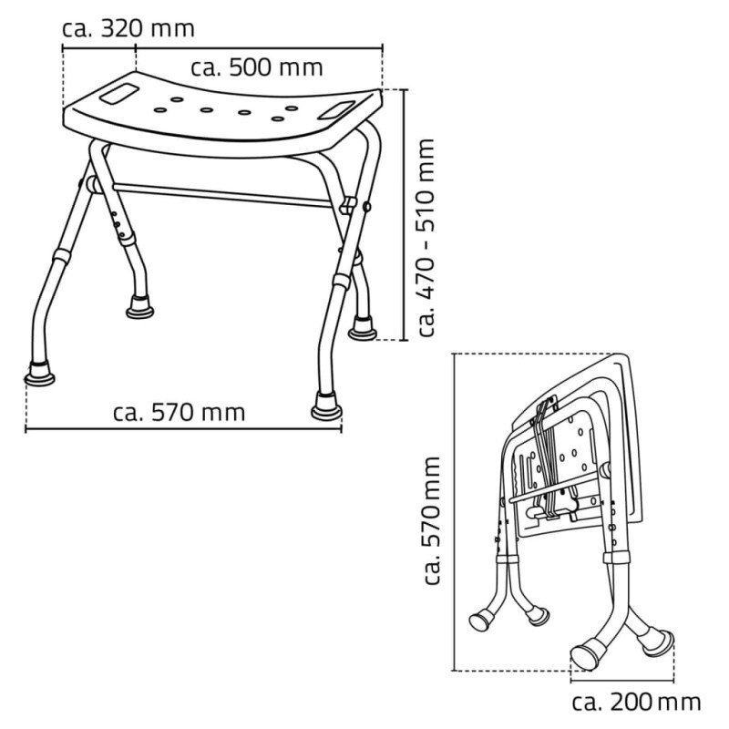 RIDDER Skladacia stolička do kúpeľne 110 kg, biela A0050301