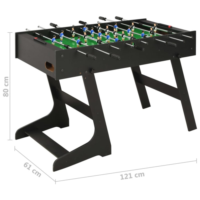 vidaXL Skladací stolný futbal čierny 121x61x80 cm